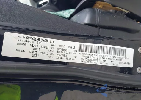 2013 Dodge Durango Crew z USA, uszkodzony, nr VIN 1C4RDHDG9DC684746